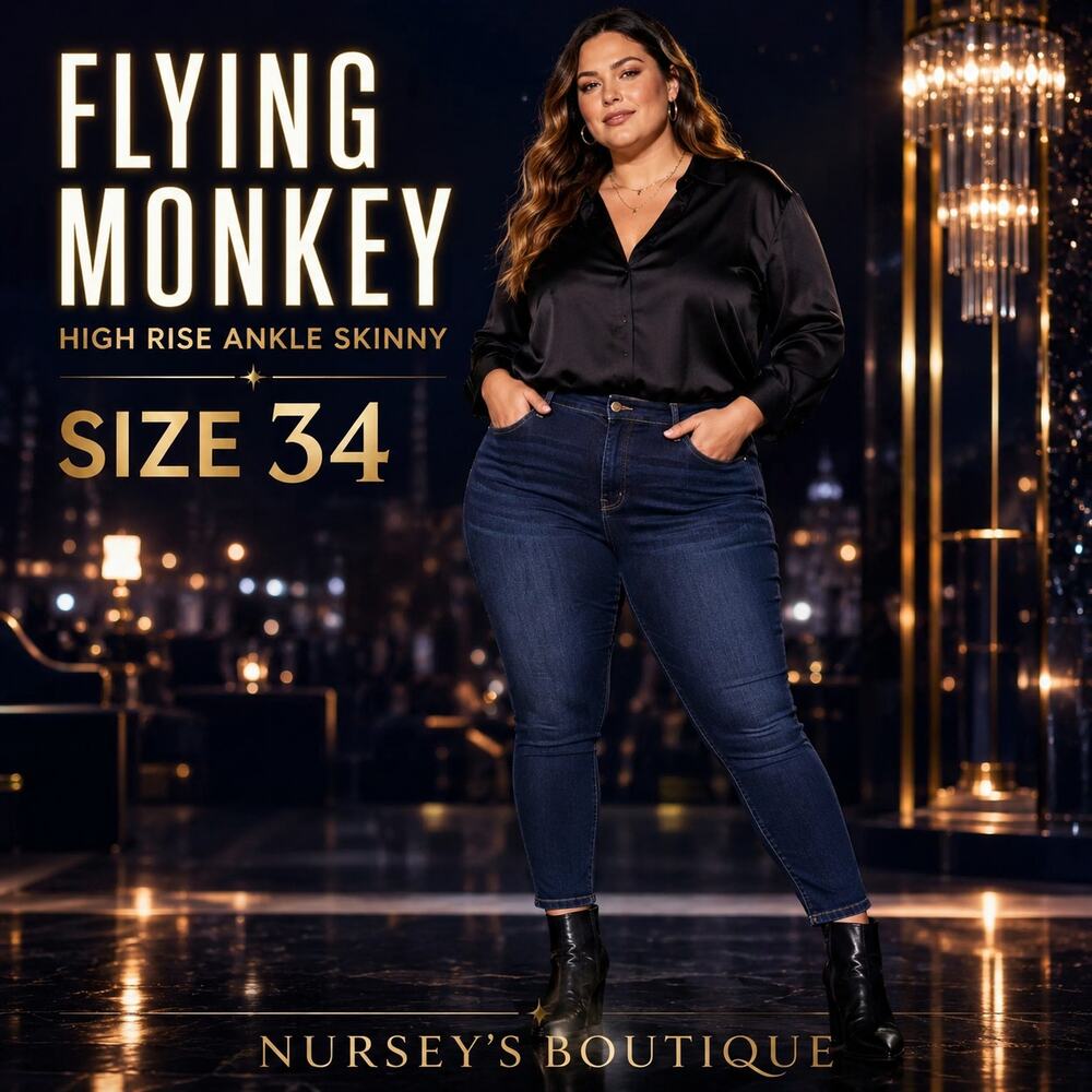 Flying Monkey BY4402A High Rise Ankle Skinny Jeans Dark Wash Size 34